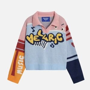 AELFRIC EDEN Color Block Knit Sweater Pink & Blue Nwt Size Small